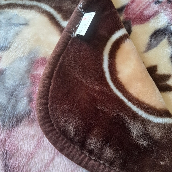 DAVIDA TIGER BLANKET thick plush floral flower browns purple soft heavy queen - Picture 6 of 12